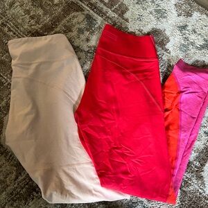 Two Pink/Red Low Rise Outdoor Voices Leggings Bundle